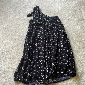 Black Floral Kids One Shoulder Dress